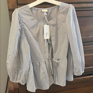 A New Day Black and White Striped Blouse